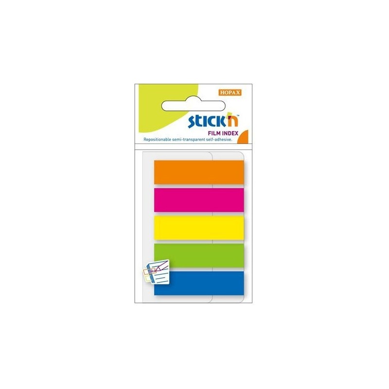 Zakładki indeksujące 45x12mm mix 5 kolorów neon 21050 STICK'N