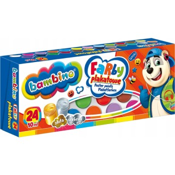 Farby plakatowe dla dzieci Zestaw 24 kolory x 10ml BAMBINO