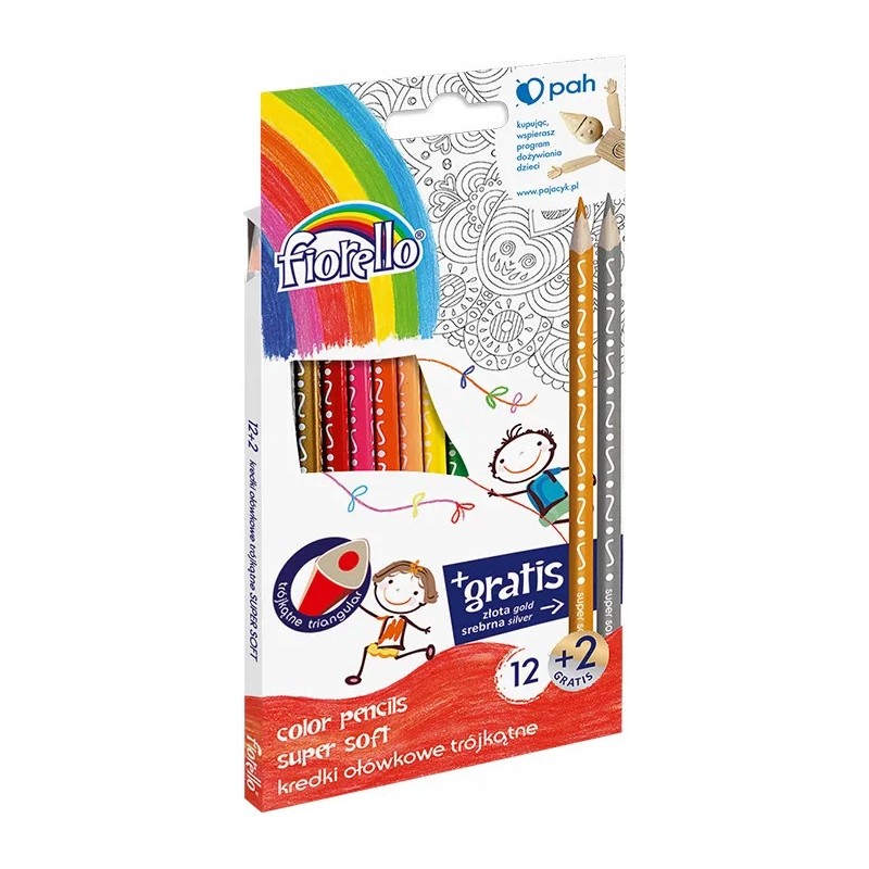 Kredki FIORELLO Super soft 12 kolorów trójkątna 170-2150