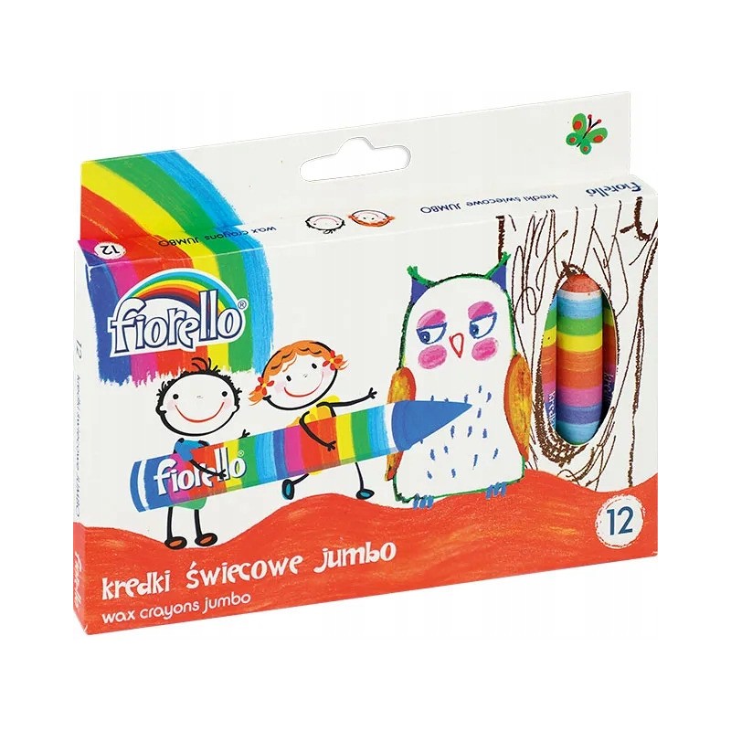 Kredki FIORELLO świecowe 12 kolorów JUMBO kolor 170-1384