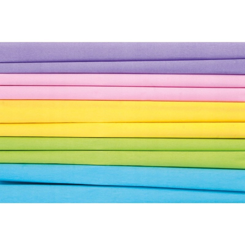 Bibuła marszczona 25x200cm - PASTEL - MIX 5 kolorów, 10 rolek, Happy Color