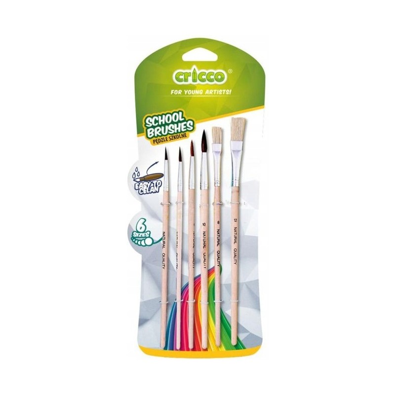 Pędzelki szkolne CRICCO 6sztuk,blister CR364B6