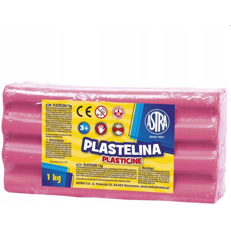 Plastelina szkolna dla dzieci 1kg różowa jasna 303111007 ASTRA