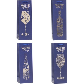 Torebka prezentowa 12x35x9cm na butelkę TBF-24156-BB ROZETTE