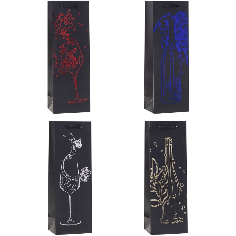 Torebka prezentowa 12x35x9cm na butelkę TBF-24157-BB ROZETTE