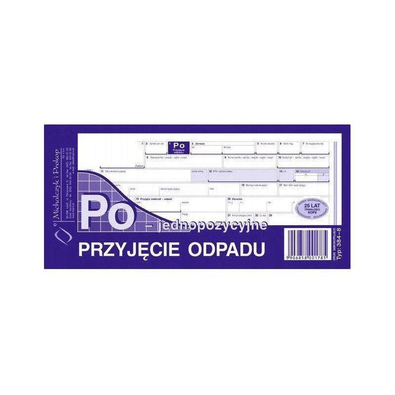 384-8 Przyjęcie odpadu jednopozycyjne Michalczyk i Prokop