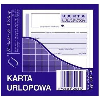 507-6 Karta urlopowa 2/3 A6 40 kartek Michalczyk i Prokop