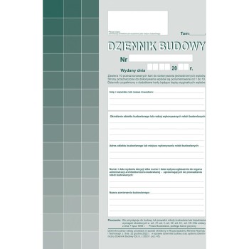 603-S11 Dziennik budowy (10kpl.) A4 oryginał + kopia Michalczyk i Prokop