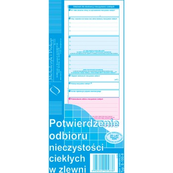 S-100-8 Potwierdzenie odbioru nieczystości ciekłych w zlewni MICHALCZYK I PROKOP