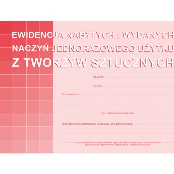 S-210-3 Ewidencja nabytych i wydanych naczyń jednorazowego użytku z tworzyw sztucznych MICHALCZYK I PROKOP