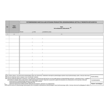 S-210-3 Ewidencja nabytych i wydanych naczyń jednorazowego użytku z tworzyw sztucznych MICHALCZYK I PROKOP