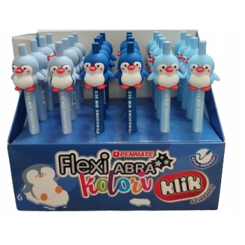Długopis ścieralny automatyczny Flexi Abra Kolori Klik Peguin niebieski TT8823 Penmate