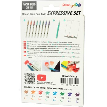 Pisak BRUSH SIGN PEN TWIN LANDSCAPE kpl. 8szt. SESW30C-8LS PENTEL