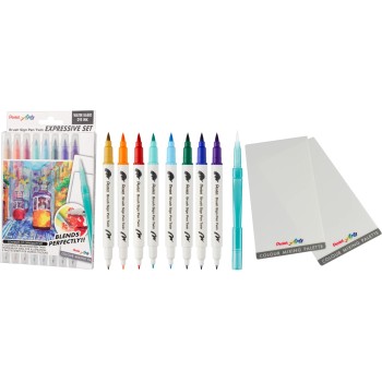 Pisak BRUSH SIGN PEN TWIN LANDSCAPE kpl. 8szt. SESW30C-8LS PENTEL