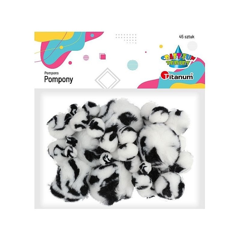 Pompony akrylowe A45 ANIMAl biało-czarne 338522