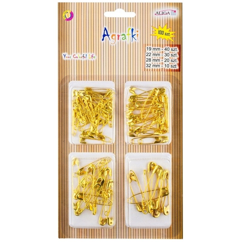Agrafki złote mix wielkości (100 szt.) AGR-0910 ALIGA