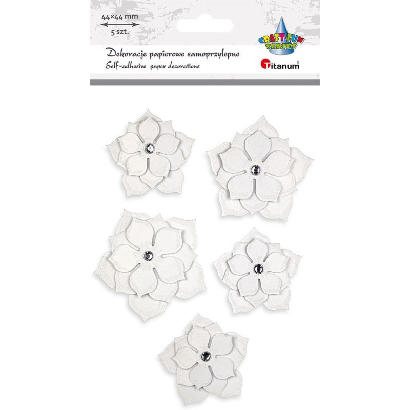 Naklejki papierowe kwiaty 44x44mm 5szt. 507976 TITANUM