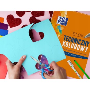 Blok techniczny szkolny A4 kolorowy 10 kartek 225g 400093230 OXFORD