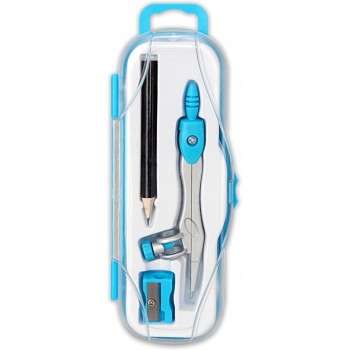 Cyrkiel szkolny z ołówkiem + temperówka w etui PC-102 niebieski TT7637 PENMATE