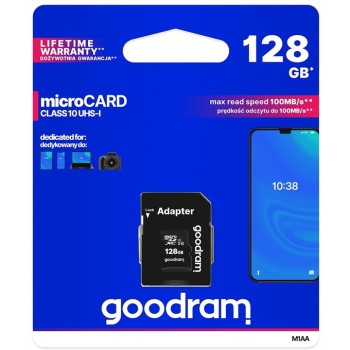 Karta pamięci MicroSD 128GB GOODRAM MicroSDXC Class10 UHS I + adapter M1AA-1280R12