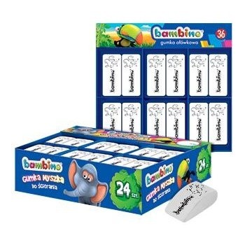 Gumki szkolne do ścierania mazania MYSZKA Zestaw 24 sztuki BAMBINO St.Majewski