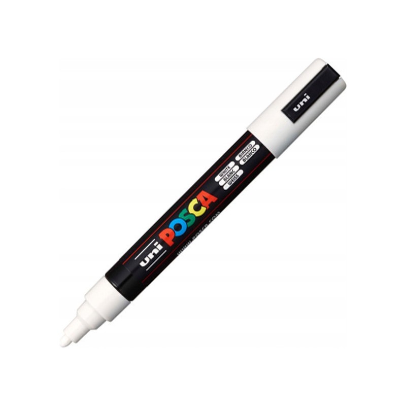 Marker z farbą plakatową UNI Posca PC-5M, nr.1 biały