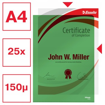 Ofertówki krystaliczne na dokumenty A4 150mic 25 sztuk zielone 55436 ESSELTE