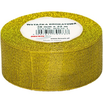 Wstążka brokatowa 38mm złota WB38-1 BREWIS