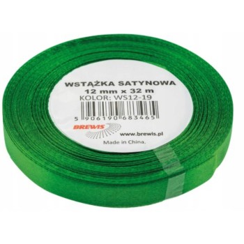 Wstążka satynowa 12mm/32m ws12-19 zielona BREWIS