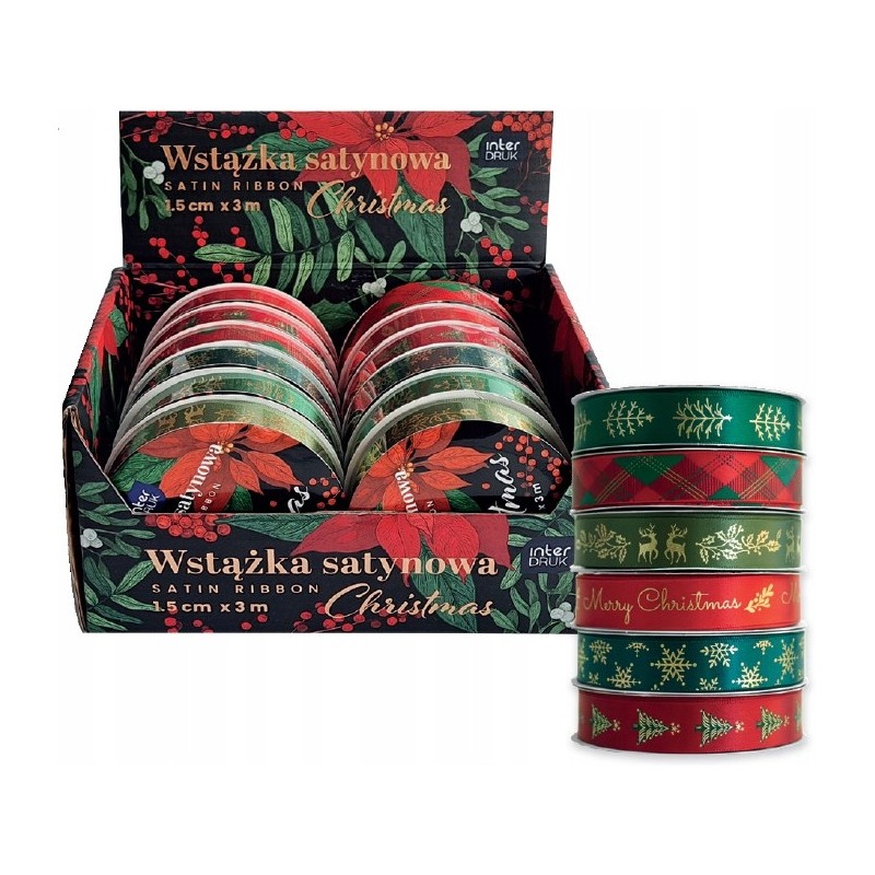 Wstążka satynowa CHRISTMAS 3m INTERDRUK