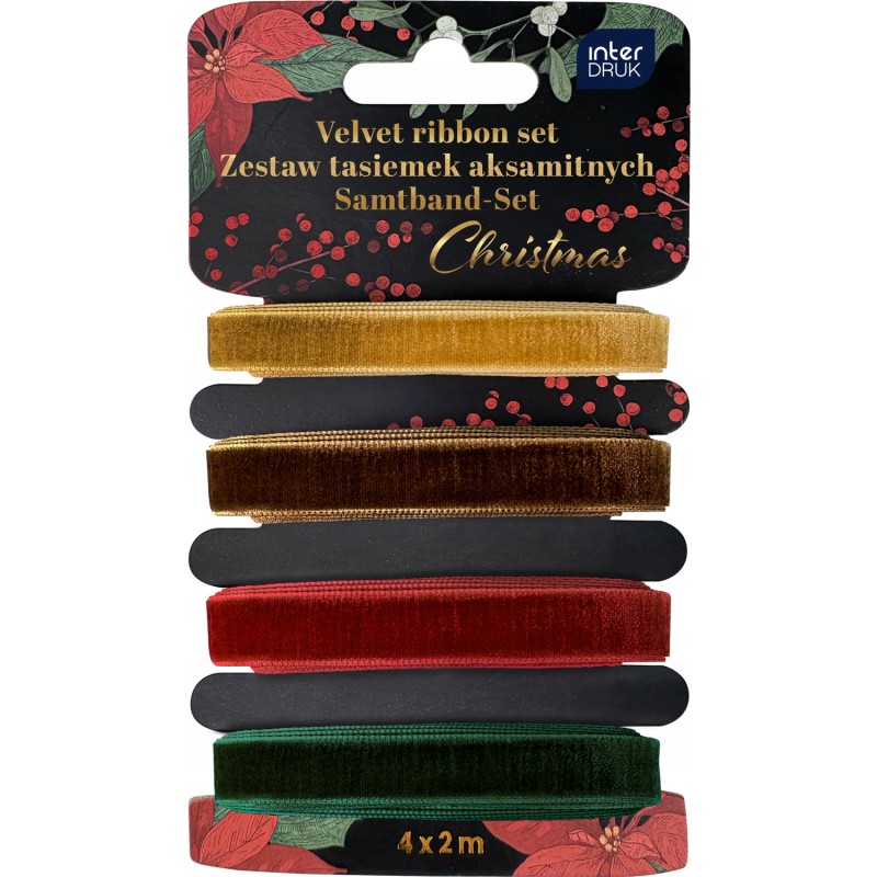 Zestaw tasiemek aksamitnych 4x2m Christmas INTERDRUK