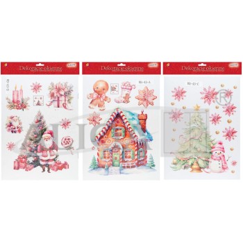 Witraż z brokatem domek z piernika wielokrotnego użycia (bez kleju, nie brudzący) WB-43 ALIGA