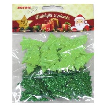Naklejki z pianki choinki brokatowe (50 szt.) PVX09 BREWIS