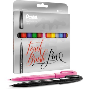 Pisak BRUSH SIGNT kpl. 12 szt. SES15C-ST12PL PENTEL