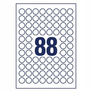 Etykiety okrągłe A4 10 ark. 20 mm białe usuwalne 6222REV-10 AVERY ZWECKFORM