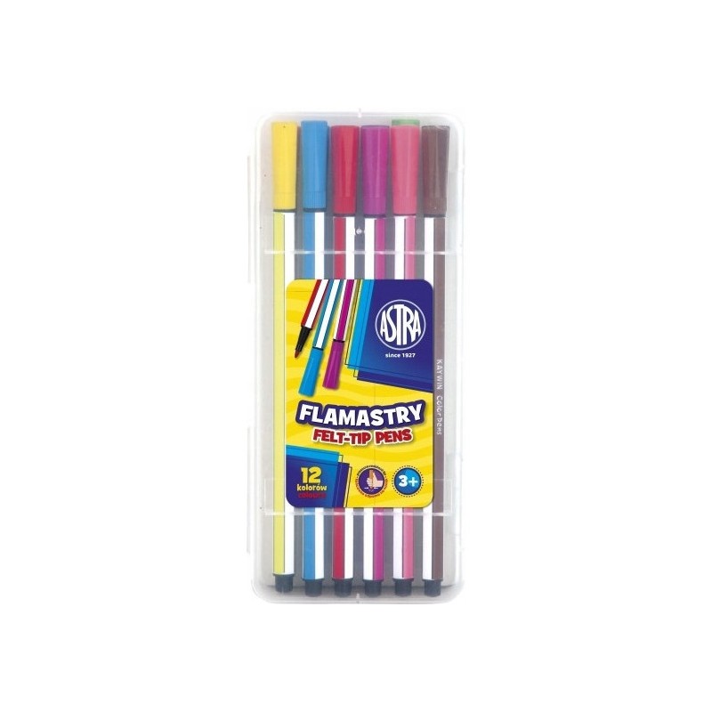 Flamastry heksagonalne 12 kolorów pisaki w plastikowym pudełku 314115001 ASTRA