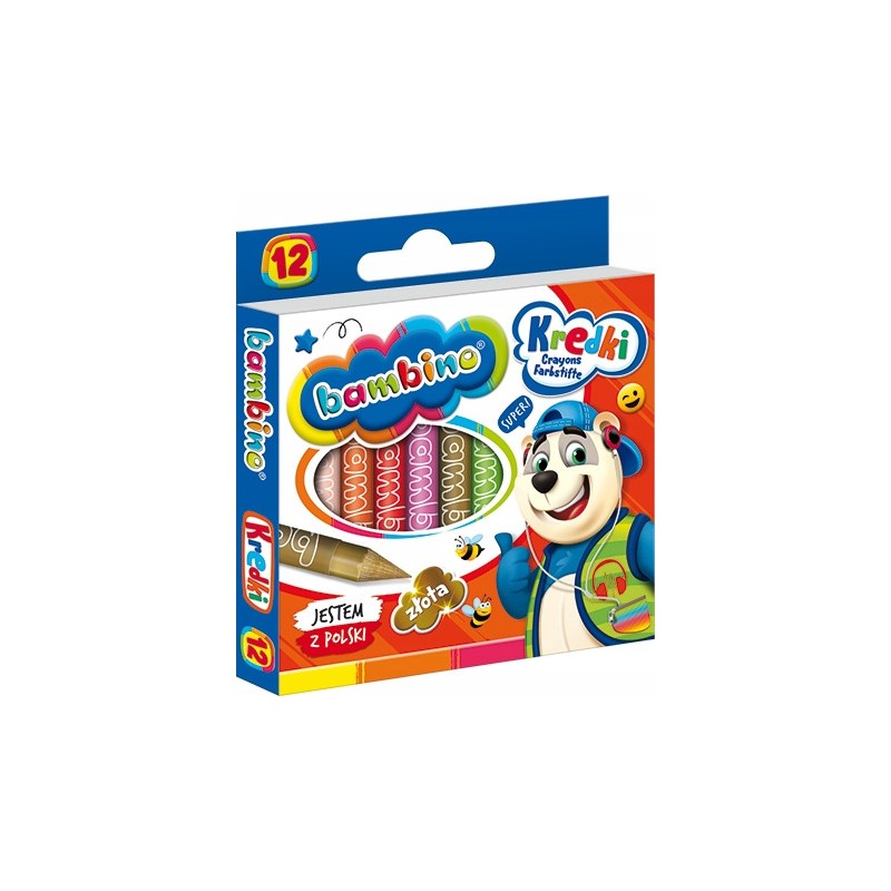 Kredki szkolne z glinki kaolinowej Zestaw 12 kredek BAMBINO St.Majewski