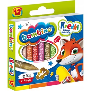 Kredki szkolne z glinki kaolinowej Zestaw 12 kredek BAMBINO St.Majewski