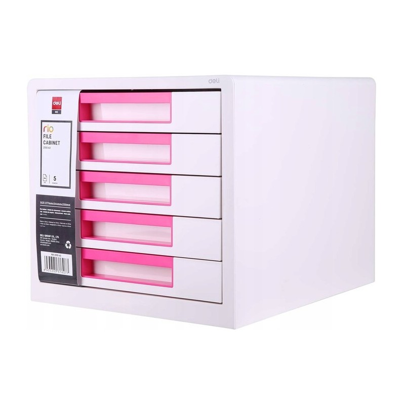 Pojemnik z 5 szufladami RIO biało-różowy Z01043 DELI