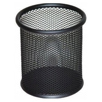 Kubek na długopisy NATUNA siatka czarny okrągły 100x90mm (wys.xśr.)