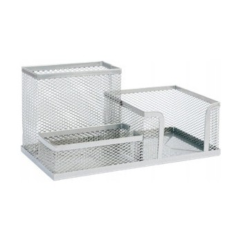 Przybornik na biurko NATUNA siatka srebrny 204x104x100mm (3A)