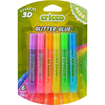 Klej brokatowy neonowy 10g. 6 kolorów CRICCO 3D CR950B6