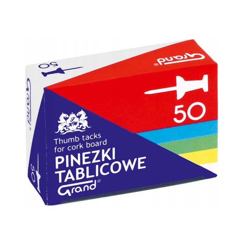 Pinezki tablicowe op-50szt. kolorowe GRAND 110-1657
