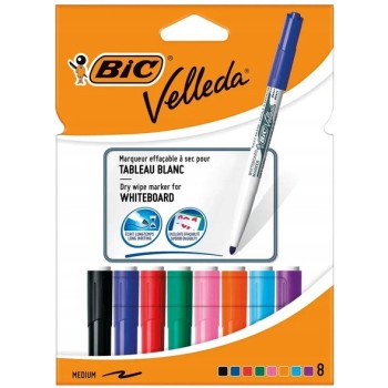 Marker VELLEDA 1741 suchościeralny mix kol. 8szt. okrągła końcówka 503844 BIC