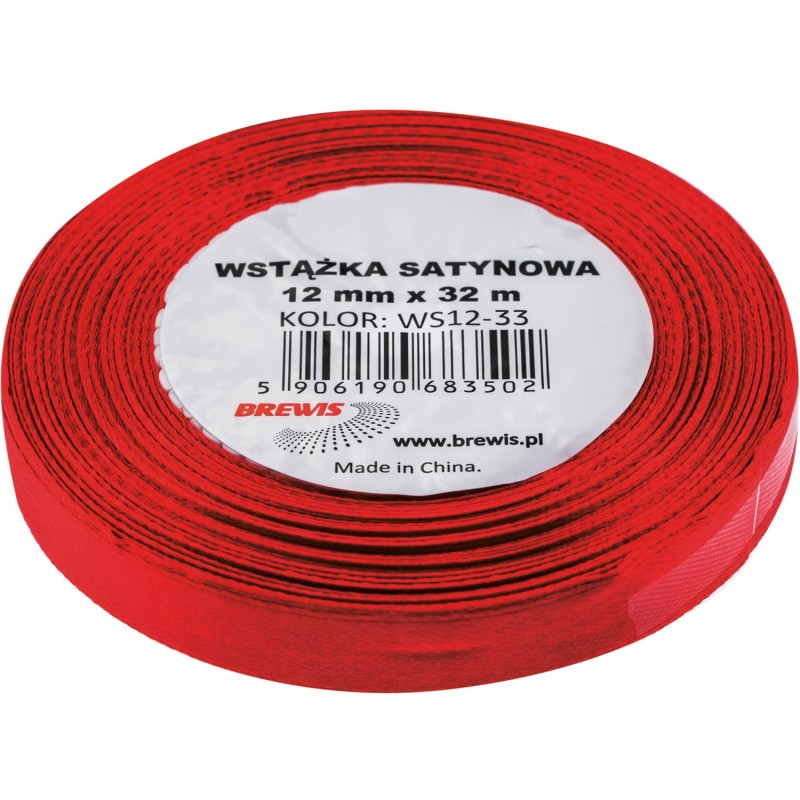 Wstążka satynowa 12mm/32m ws12-33 bordo BREWIS