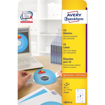 Etykiety A4 białe (25 arkuszy) Q117mm L6015-25 AVERY ZWECKFORM