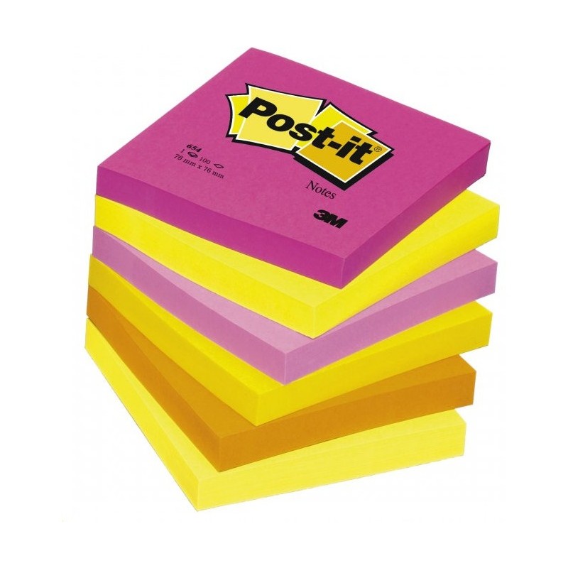 Bloczek samoprzylepny 76x76mm jaskrawy żółty 654NY 510010174 3M