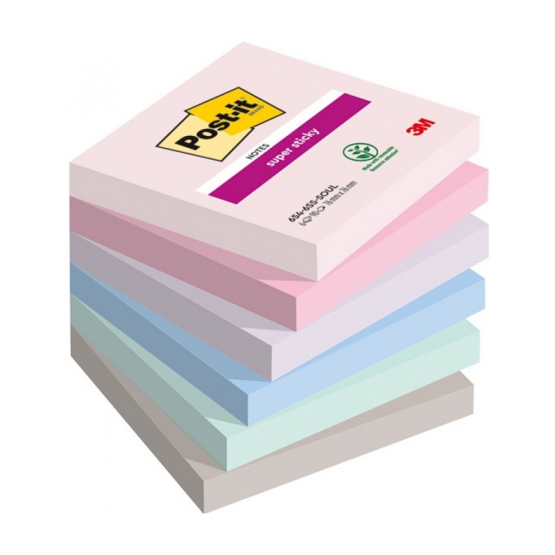 Bloczek samoprzylepny 76x76mm 90k mix kolorów (6szt) POST-IT Super Sticky SOULFUL