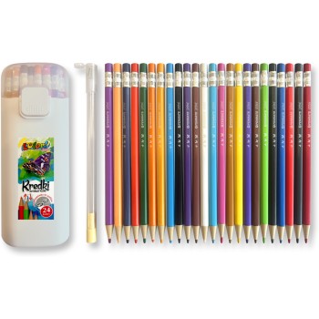 Kredki ołówkowe automatyczne 24 kolory + temperówka w tubie PENMATE Kolori TT8976