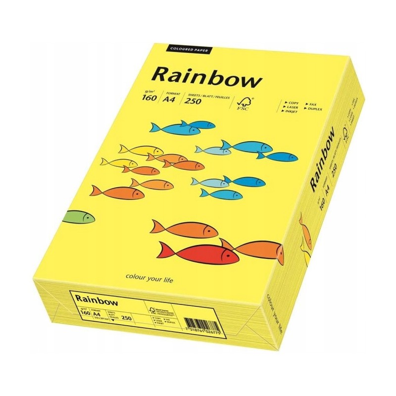 Papier ksero kolorowy A4 160g RAINBOW R14 żółty/ słoneczny 88042327